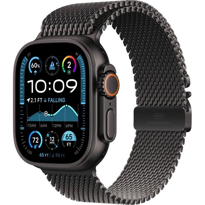 Apple Watch Ultra 2 GPS + Cellular - 49mm - BoÓtier Black Titanium - Bracelet Black Titanium Milanese Loop - M