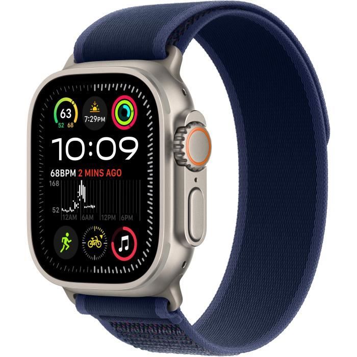 Apple Watch Ultra 2 GPS + Cellular - 49mm - BoÓtier Natural Titanium - Bracelet Blue Trail Loop - S/M