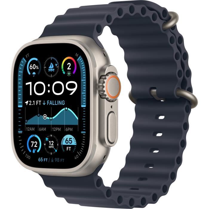 Apple Watch Ultra 2 GPS + Cellular - 49mm - BoÓtier Natural Titanium - Bracelet Navy Ocean Band