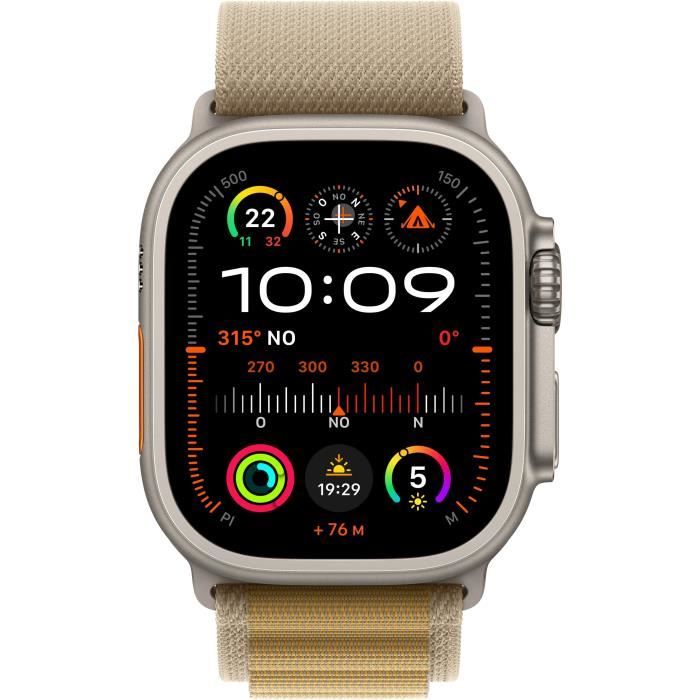 Apple Watch Ultra 2 GPS + Cellular - 49mm - BoÓtier Natural Titanium - Bracelet Tan Alpine Loop - Large