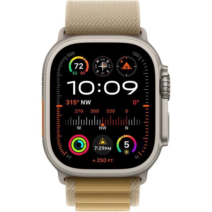 Apple Watch Ultra 2 GPS + Cellular - 49mm - Boîtier Natural Titanium - Bracelet Tan Alpine Loop - Small