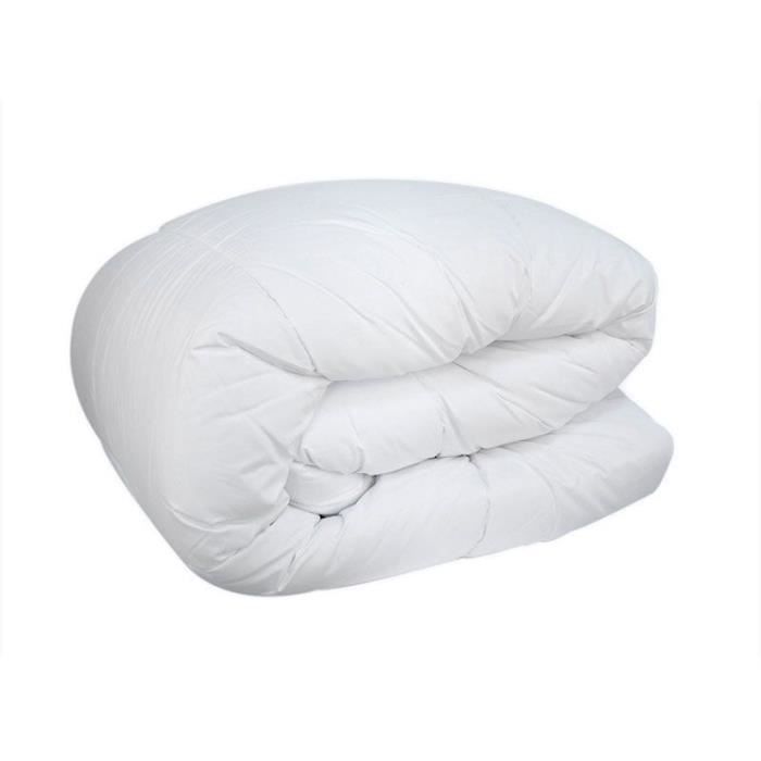 Couette microfibre - 140 x 200 cm - BLEU CALIN - 4 saisons - 410 g/m² - Blanc