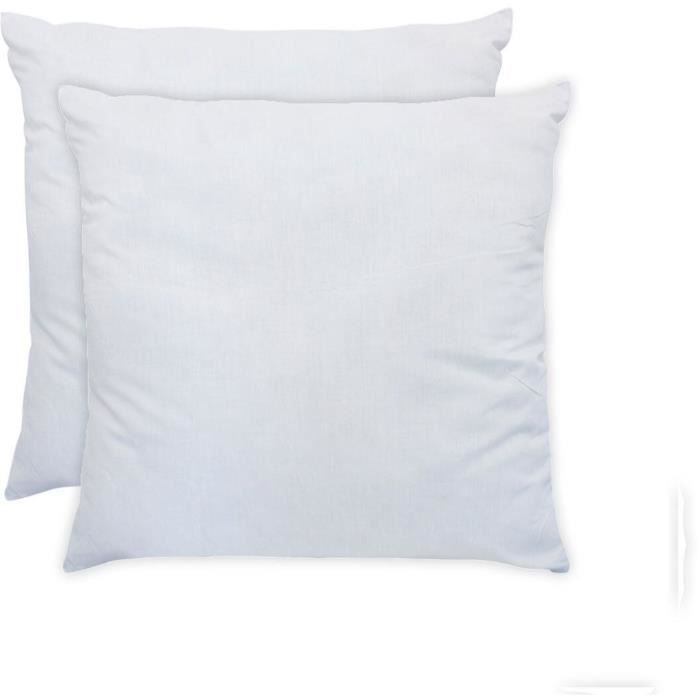 Lot de 2 oreillers aloé véra - 60 x 60 cm - Moelleux - BLEU CALIN - Blanc