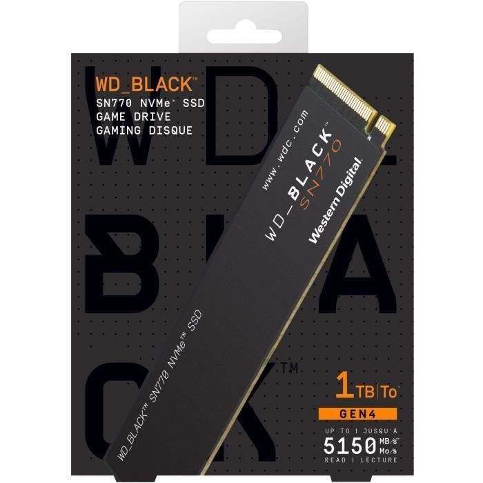 Disque SSD Interne - SN770 NVMe - WD_BLACK - 1 To - M.2 2280 - WDS100T3X0E