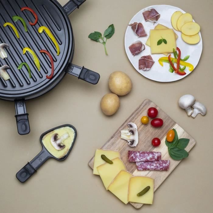 Appareil a raclette - WEASY LUGA60 - 4 personnes - 900W - Revetement anti-adhÈsif - 30x30cm - Plaque amovible