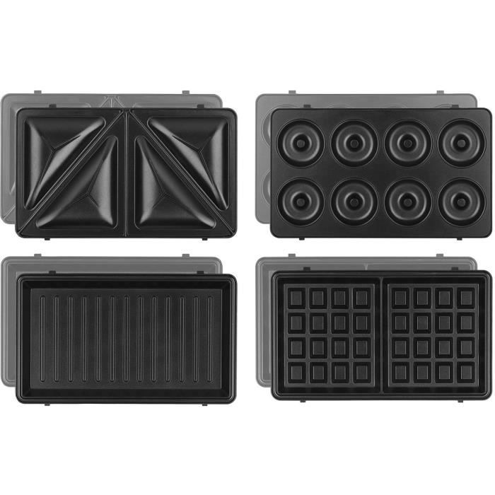 Appareil a croque-monsieur 4 en 1 WEASY - JOY600 - 4 plaques interchangeables - 750W - Noir/Inox