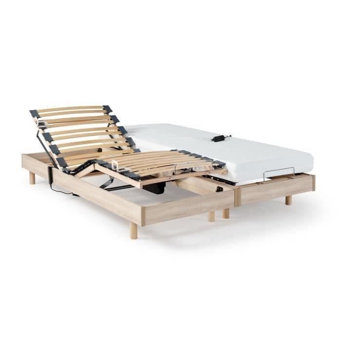 Ensemble relaxation matelas + sommiers électriques 2x80x200cm - Mousse - Ferme - TALCA Fabrication française