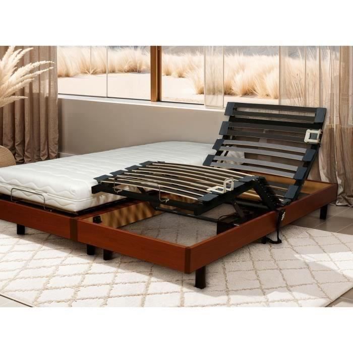 Ensemble relaxation Matelas + Sommier 2x80x200cm MERIDA - Cerisier - 14 cm - Ferme