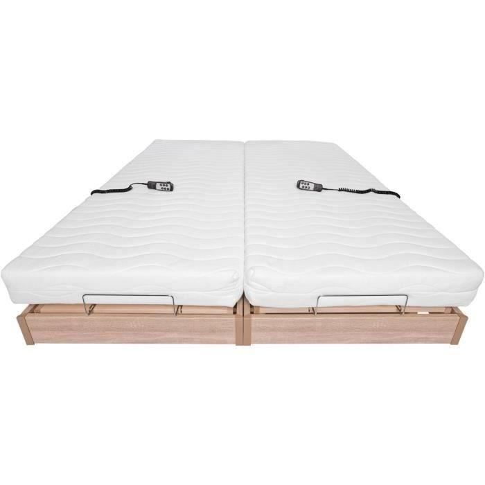 Ensemble relaxation matelas + sommiers électriques 2x90x200 - Mousse - Ferme - TALCA Fabrication française