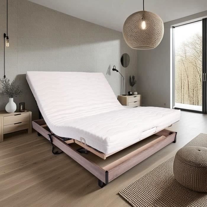 Ensemble relaxation matelas + sommier électrique 140x190 - Mousse - Ferme - TALCA Fabrication française