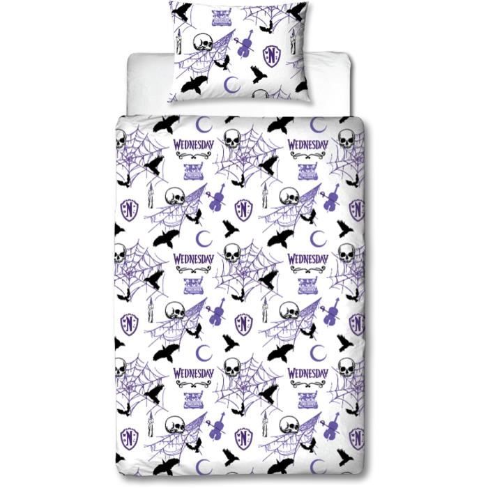 Parure de lit réversible - MERCREDI - Microfibre - 1 housse de couette 140 x 200 cm + 1 taie 63 x 63 cm