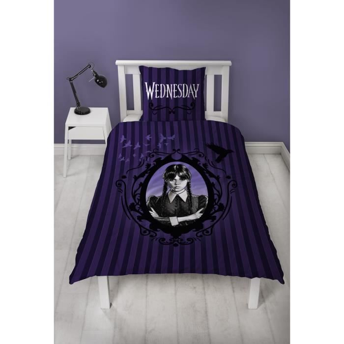 Parure de lit réversible - MERCREDI - Microfibre - 1 housse de couette 140 x 200 cm + 1 taie 63 x 63 cm