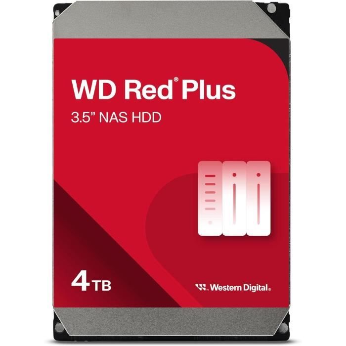 Disque dur Interne - WESTERN DIGITAL - Red Plus - 4To - 3.5 - DÈdiÈ NAS - 5400 RPM Class - SATA 6 GB/s (WD40EFPX)