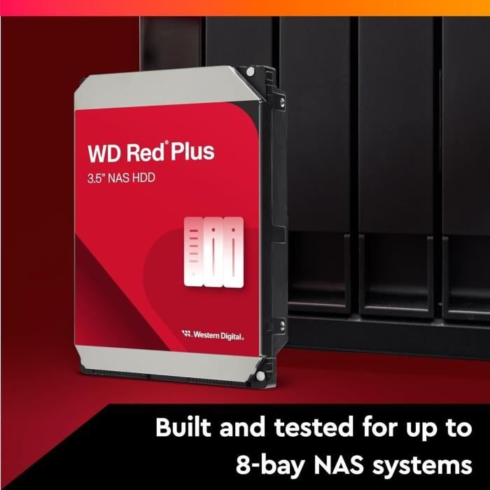 Disque dur Interne - WESTERN DIGITAL - Red Plus - 2To - 3.5 - DÈdiÈ NAS - 5400 RPM Class - SATA 6 GB/s (WD20EFPX)