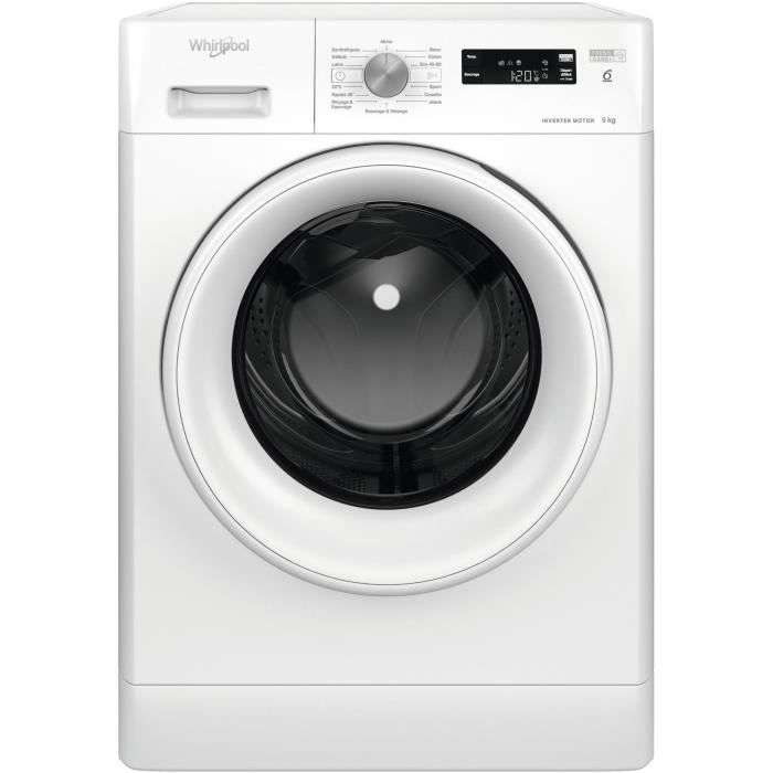 Lave-linge hublot WHIRLPOOL FFSPL9269WFR Freshcare - 9 kg - Induction - L60cm - 1200 trs/min - Classe A - Blanc