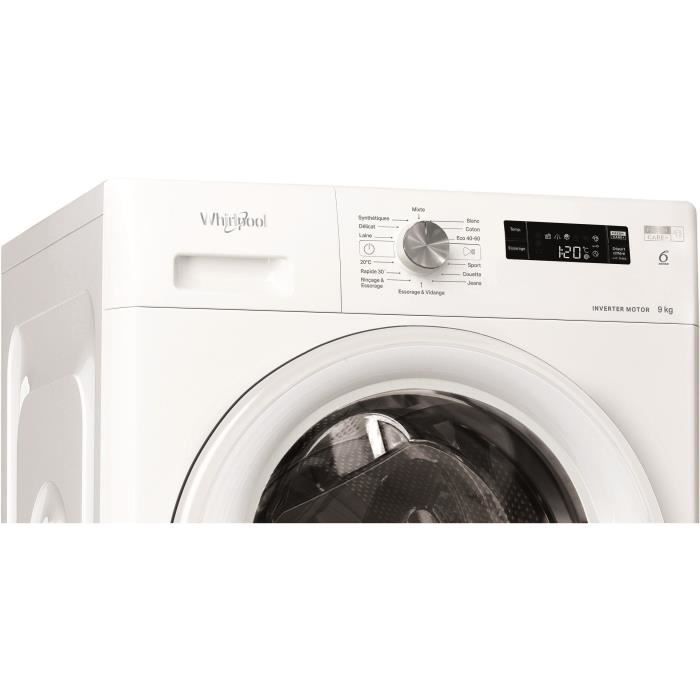 Lave-linge hublot WHIRLPOOL FFSPL9269WFR Freshcare - 9 kg - Induction - L60cm - 1200 trs/min - Classe A - Blanc