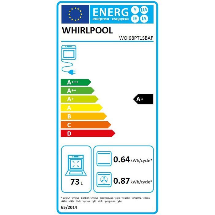 Four encastrable - Pyrolyse + Hydrolyse - WHIRLPOOL - WOI68PT1SBAF - Noir - Porte froide - 73 L - 59,5 x 56,4 x 59,7 cm