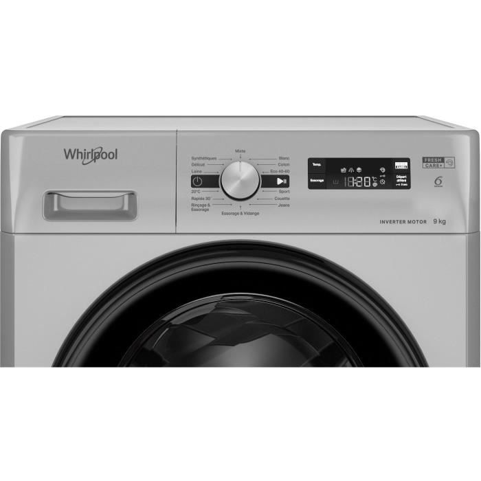 Lave-linge hublot WHIRLPOOL FFS9269SBFR - 9 kg - Induction - 60 cm - 1200 trs/min - Silver