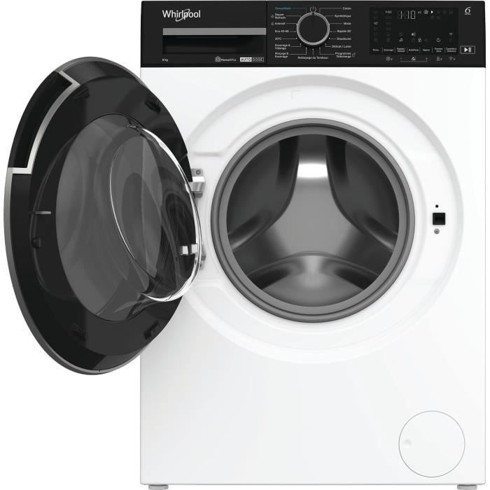 Lave-linge hublot WHIRLPOOL WPM87WADSFR - 8 kg - Induction - 1400 trs/min - Autodose - Vapeur - Classe A - Blanc
