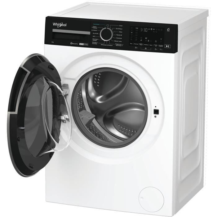 Lave-linge hublot WHIRLPOOL WPM87WADSFR - 8 kg - Induction - 1400 trs/min - Autodose - Vapeur - Classe A - Blanc