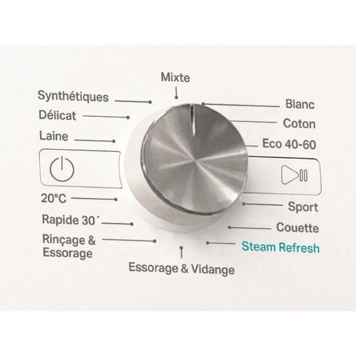 Lave-linge hublot WHIRLPOOL FFBU827VFR FreshCare - 8 kg - Induction - L60cm - 1200 trs/min - Blanc