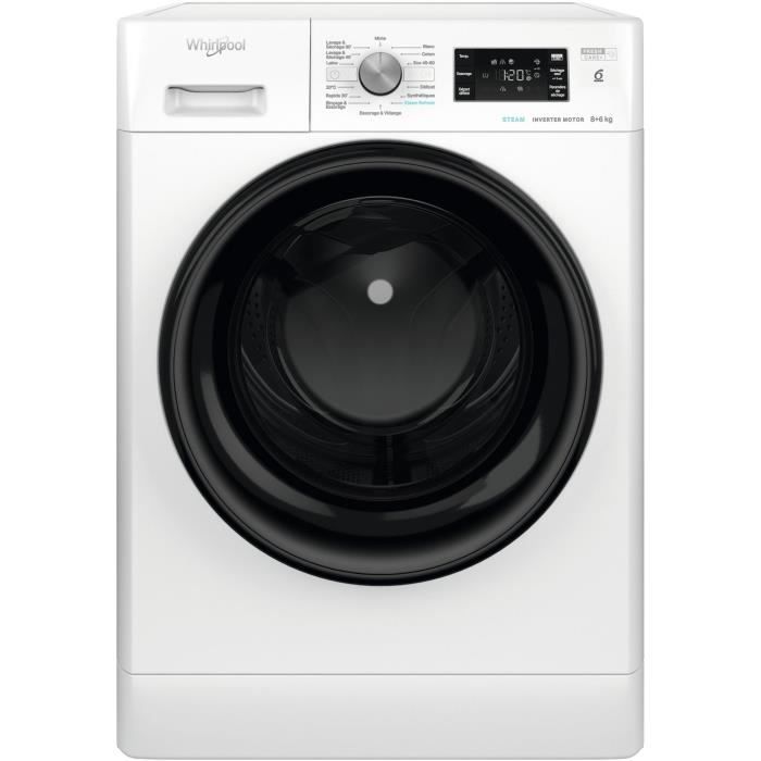 Lave-linge séchant WHIRLPOOL PFFWDB864349BVFR - 8 / 6 kg - Induction - L60cm - 1400 trs/min - Blanc