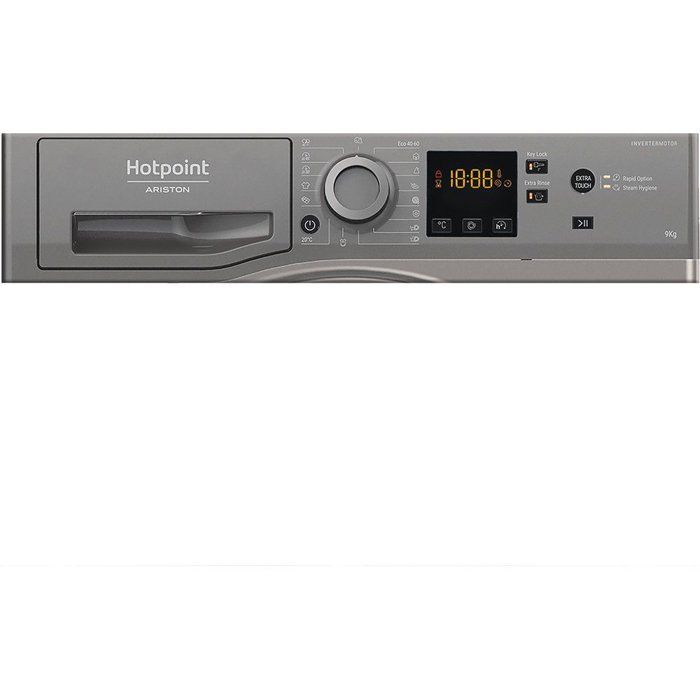 Lave-linge hublot HOTPOINT NSWM946GGFR - 9 kg - Induction - 1400 trs/min - Classe A - Graphite