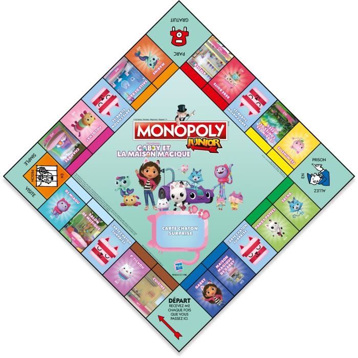 Jeu de société - WINNING MOVES - Monopoly Junior Gabby et la Maison Magique - Version enfant Gabby's Dollhouse