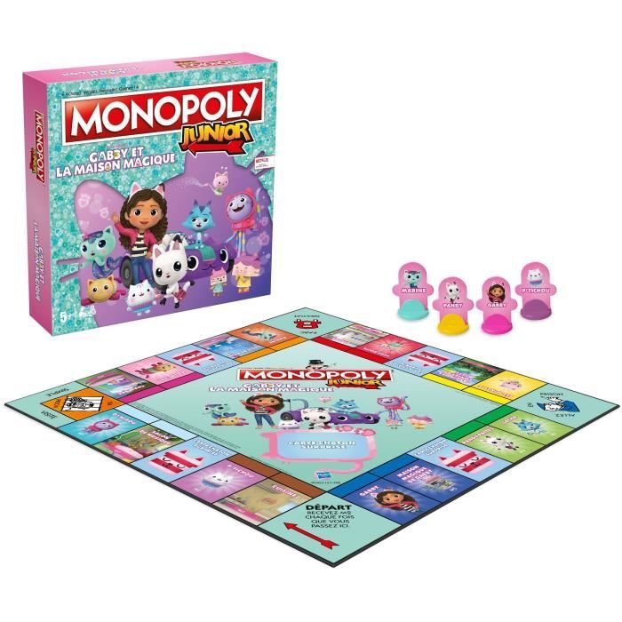 Jeu de sociÈtÈ - WINNING MOVES - Monopoly Junior Gabby et la Maison Magique - Version enfant Gabby's Dollhouse