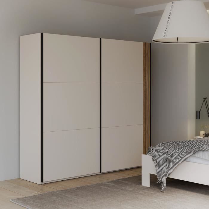 Armoire WAIKATO - Cachemire - 2 portes coulissantes - L220 x P61 x H210,5 cm