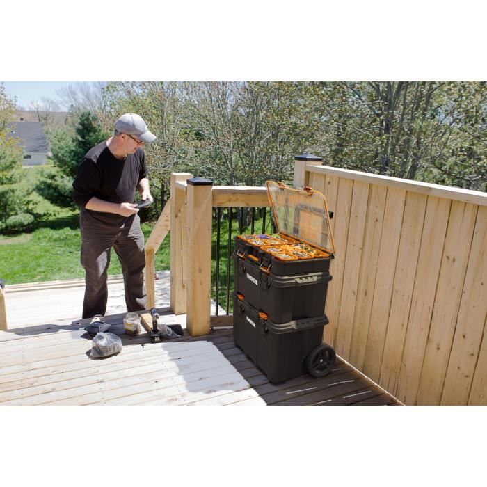Systeme modulaire 3 en 1 - WORW BY KETER - STACK N ROLL - 48 x 39 x 69,5 cm - Noir