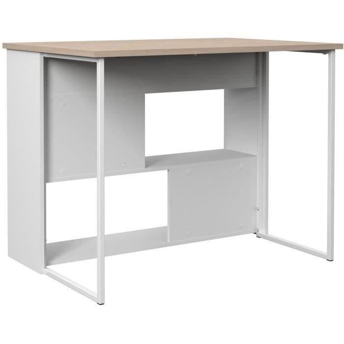 EKIPA Ilot de cuisine - DÈcor Chene Jackson et Blanc - 116x90x81 cm - 116 x P 90 x 81 cm - WORK