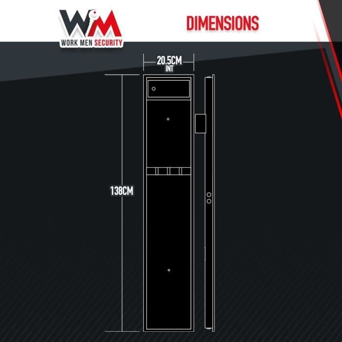 Armoire a fusils - Work Men Security - AFCP4030145 - Dimensions extérieur 31.5 x 20.5 x 138 cm