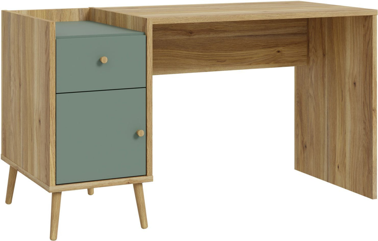 Bureau droit WHENUA - Chene/ Vert sauge - 139,6 x 77,3 x 60 cm