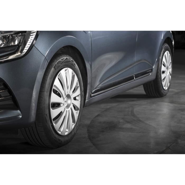 Lot de 4 enjoliveurs Gris métallisés 14 pouces - WRC - SEPANG - Look sportif - Fixation simple et rapide par clips