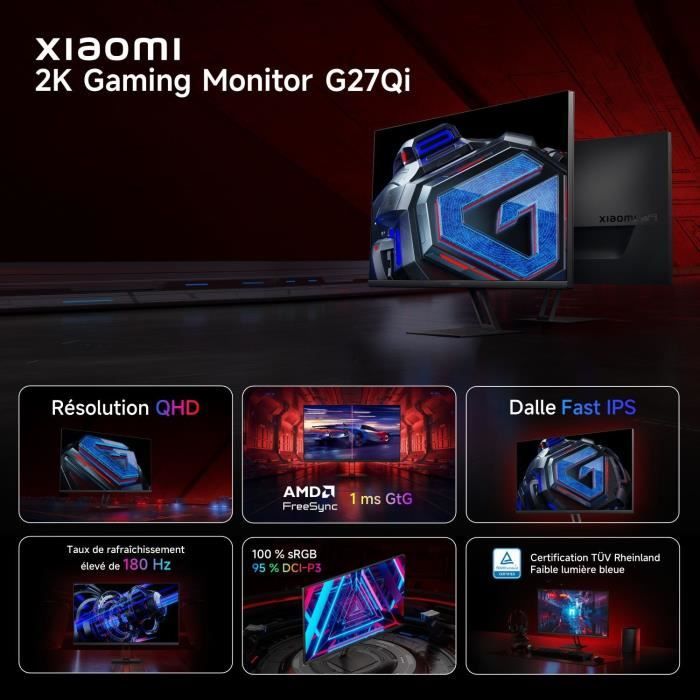Ecran PC Gamer - XIAOMI - 2K G27Qi - 27 - 2K QHD - Dalle Fast IPS - 180Hz - 1ms