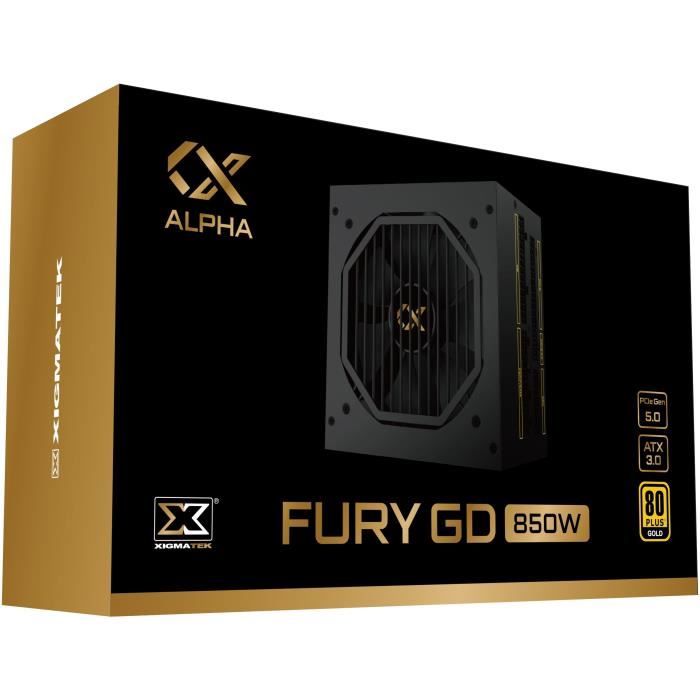 Alimentation PC XIGMATEK Fury GD 850W ATX 3.0 (80Plus Gold) - Modulaire - Ventilateur 120mm silencieux