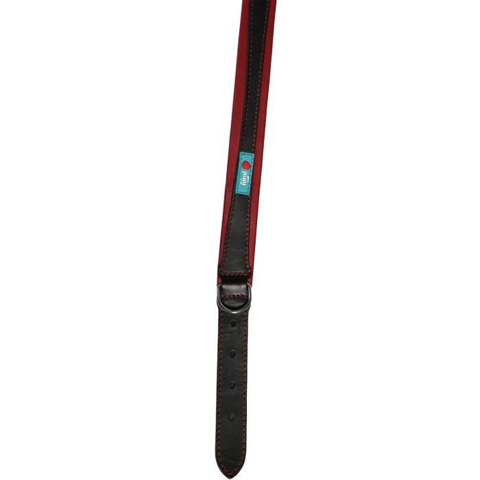 Collier pour chien - AIME - Basic cuir - Cuir vache / agneau - Taille L 43-52 cm - Noir / Rouge