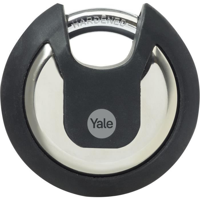 Cadenas a disque inox - YALE - Y130B/70/116/1 - 70 mm - Anse protÈgÈe acier cÈmentÈ - 3 clÈs