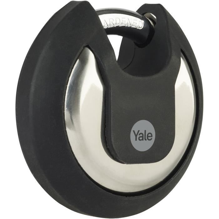 Cadenas a disque inox - YALE - Y130B/70/116/1 - 70 mm - Anse protÈgÈe acier cÈmentÈ - 3 clÈs