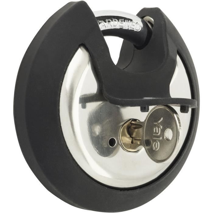 Cadenas a disque inox - YALE - Y130B/70/116/1 - 70 mm - Anse protÈgÈe acier cÈmentÈ - 3 clÈs