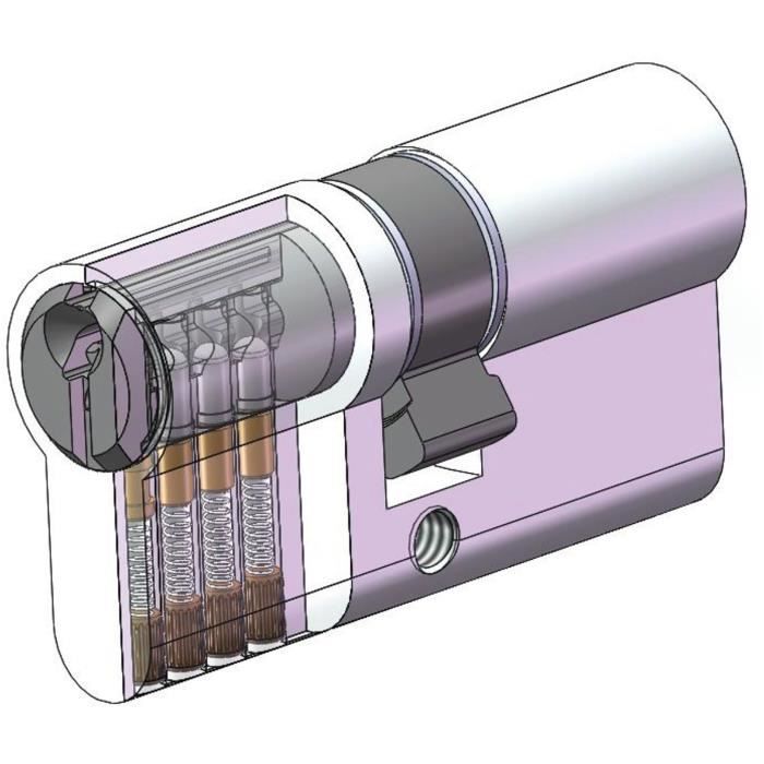 Cylindre YALE série 500+ 40x40 mm nickelé - 5 goupilles - Protection au crochetage