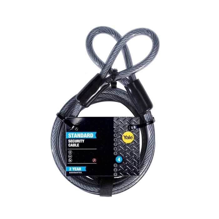 Câble Antivol - YALE - YC1/10/220/1 - Longueur 2,2m en Spirale a 2 Boucles en acier tressé pour Vélo et VTT - Noir et Gris