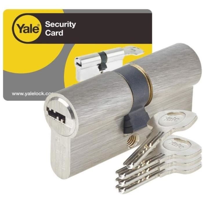Cylindre de Serrure - YALE - YC1000+ - Débrayable - 30x40 mm - 6 Goupilles - 4 Clés réversibles - Nickelé