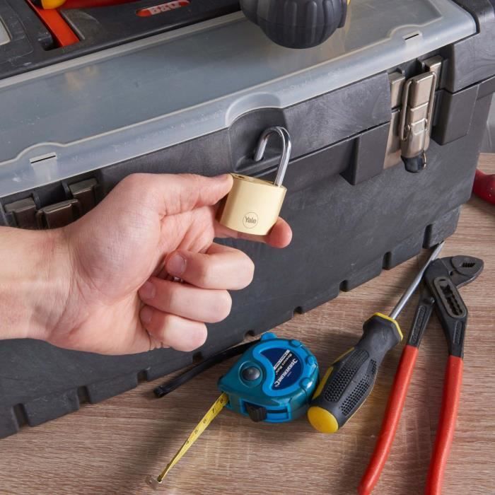 Lot de 4 Cadenas laiton - YALE - Y110B/40/122/4 - 40 mm - Anse acier - 3 clÈs - Casier Scolaire Ecole, vestiaire de sport, armoire