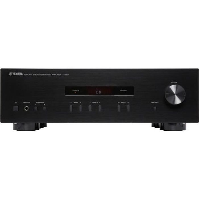 YAMAHA Ampli stéréo A-S201 BL - 2 x 100 W - 5 entrées dont 1 entrée Phono - Mode Pure Direct - Compatibles fiches bananes - Enceint