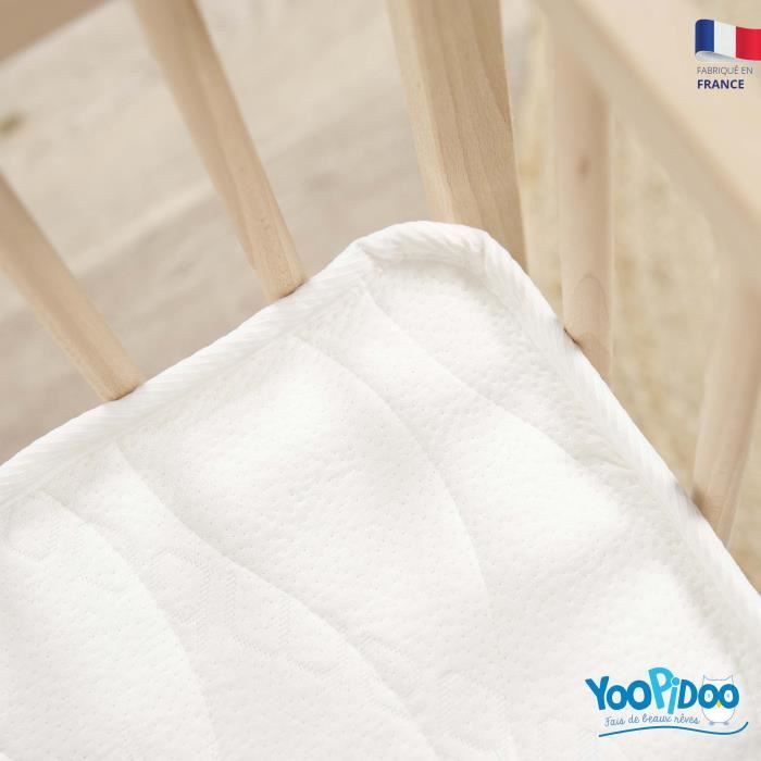 Matelas BÈbÈ Bamboo - YOOPIDOO - 60x120 cm - Viscose Douce et Absorbante - RÈversible - DÈhoussable
