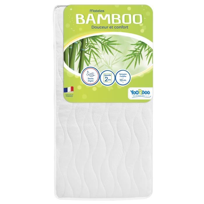 Matelas BÈbÈ Bamboo - YOOPIDOO - 60x120 cm - Viscose Douce et Absorbante - RÈversible - DÈhoussable