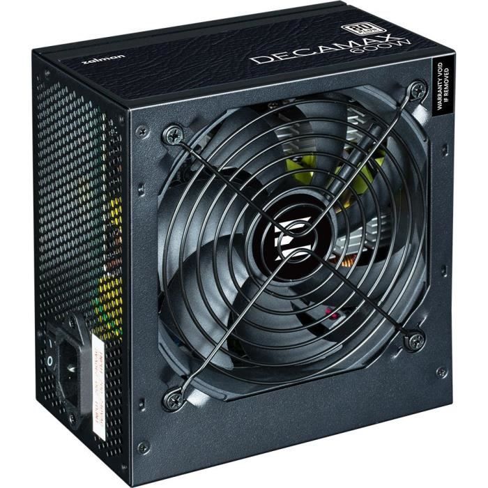 Alimentation PC - ZALMAN - DecaMax 600W - 80+ - Non modulaire - Ventilateur 120mm - Noir