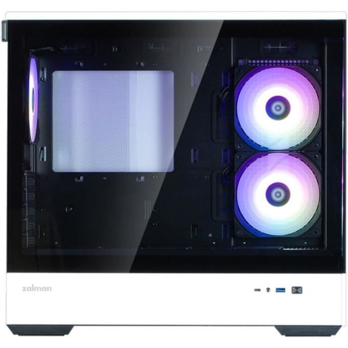 BoÓtier PC Mini Tour sans alim - ZALMAN P30 BW (Noir/Blanc) - Micro ATX/Mini-ITX - 3x120mm A-RGB - USB-C/3.0/HD Audio
